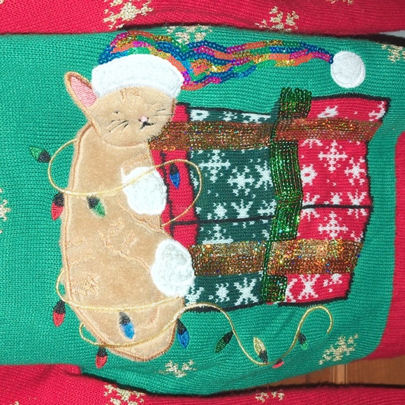 EUC Kid Ugly Christmas Cat Sweater - Picture 3 of 8